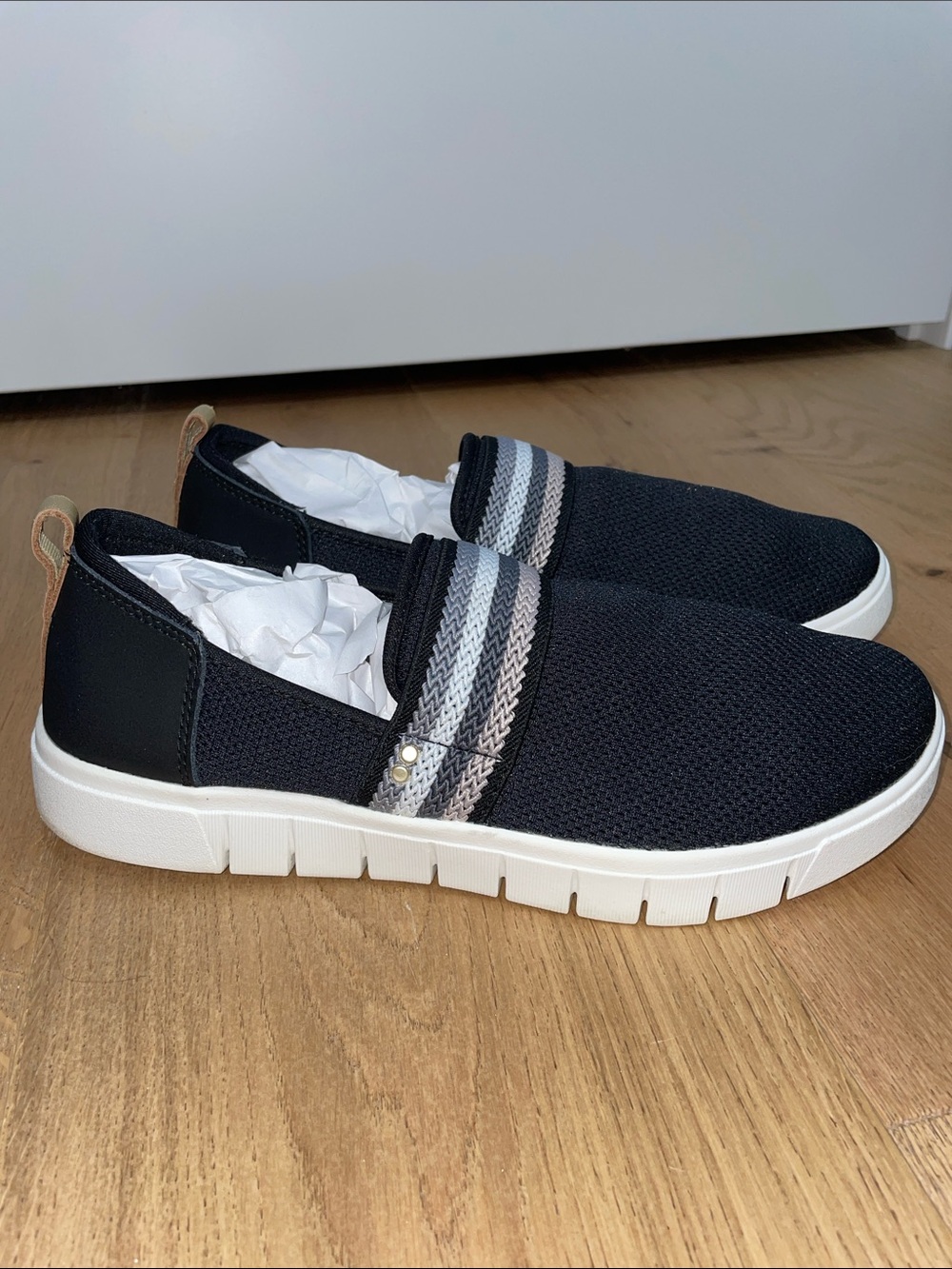 Ryka Haze Black Knit Slip-On Sneakers with White Sole